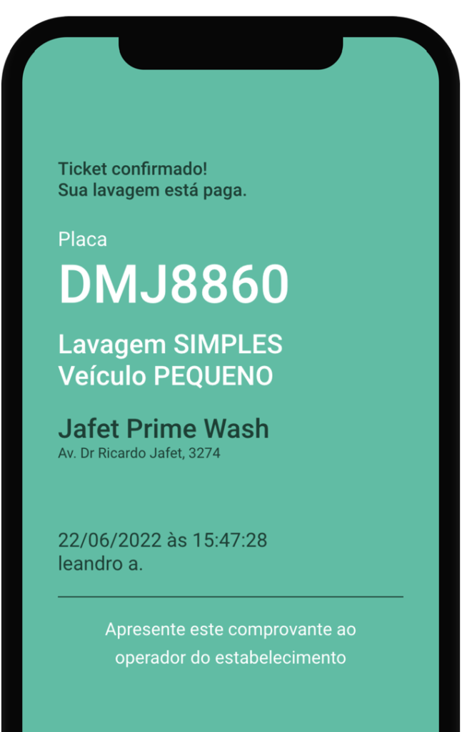 Comprovante de pagamento no app Parkaz