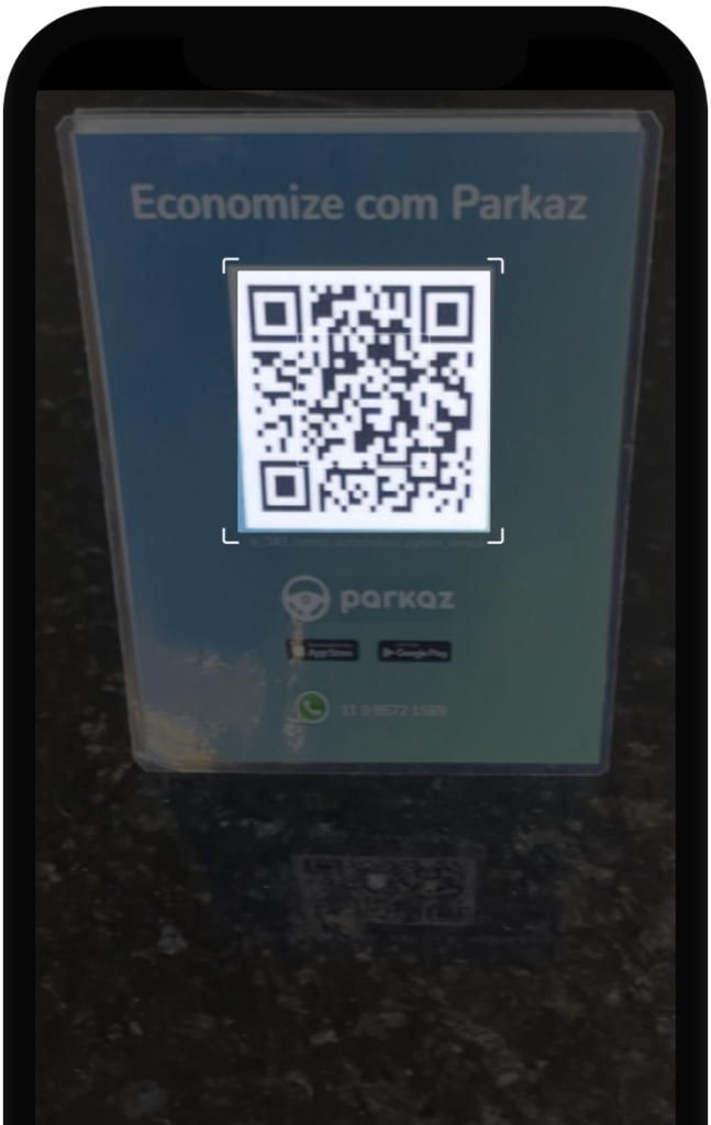 Tela de QR code no app Parkaz